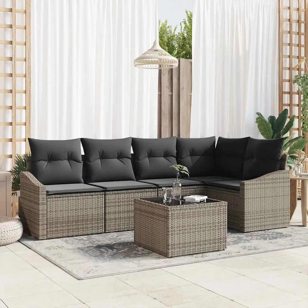 Set Divano da Giardino 6 pcs Grigio chiaro polyrattan 3355398