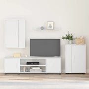 Set mobile TV Montaggio a parete 4 pcs Bianco Legno multistrato 3397896