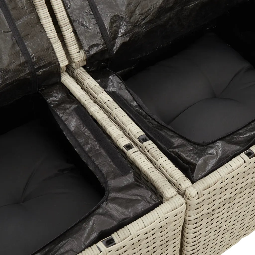 Divano da Giardino con Cuscini 2 Posti Grigio Chiaro Polyrattan 366195