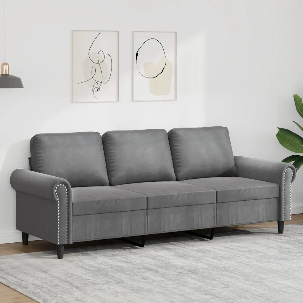 Divano a 3 Posti-Sofa 3 Posti Grigio Scuro 180 cm in Velluto 172229