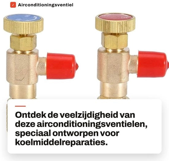 Adattatore di sicurezza per riparazione di condizionatori d'aria - 2 pezzi - R410A R22 - Idoneo per liquido - 1/4 pollici