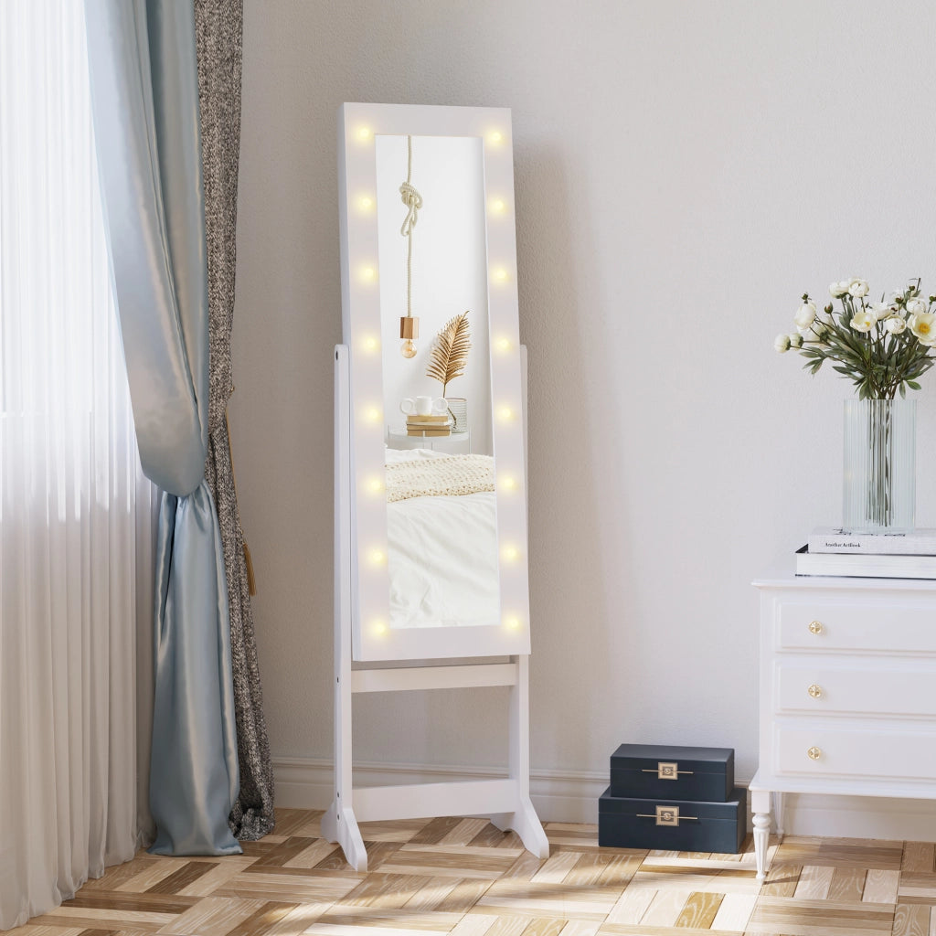 Armadio con Specchio e Luci LED ¨C Minimal ¨C Bianco 36x30x136 cm