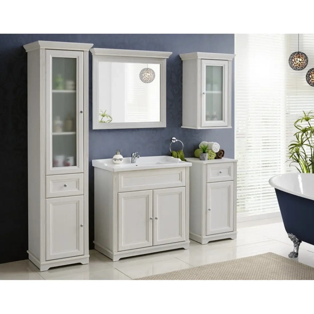 Specchio bagno bianco 76x76 cm cornice spessa 11 cm design