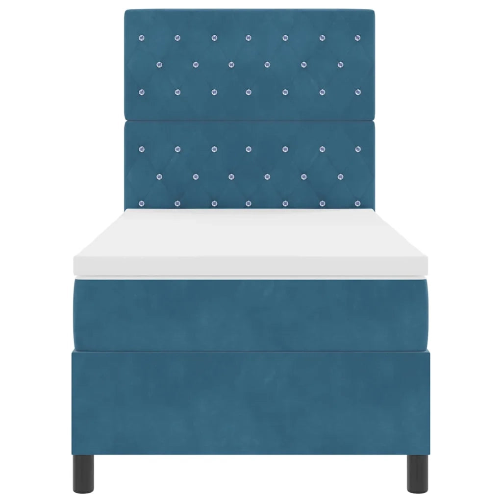 Letto a molle con materasso Blu Scuro 90 x 190 cm Velluto 3339738