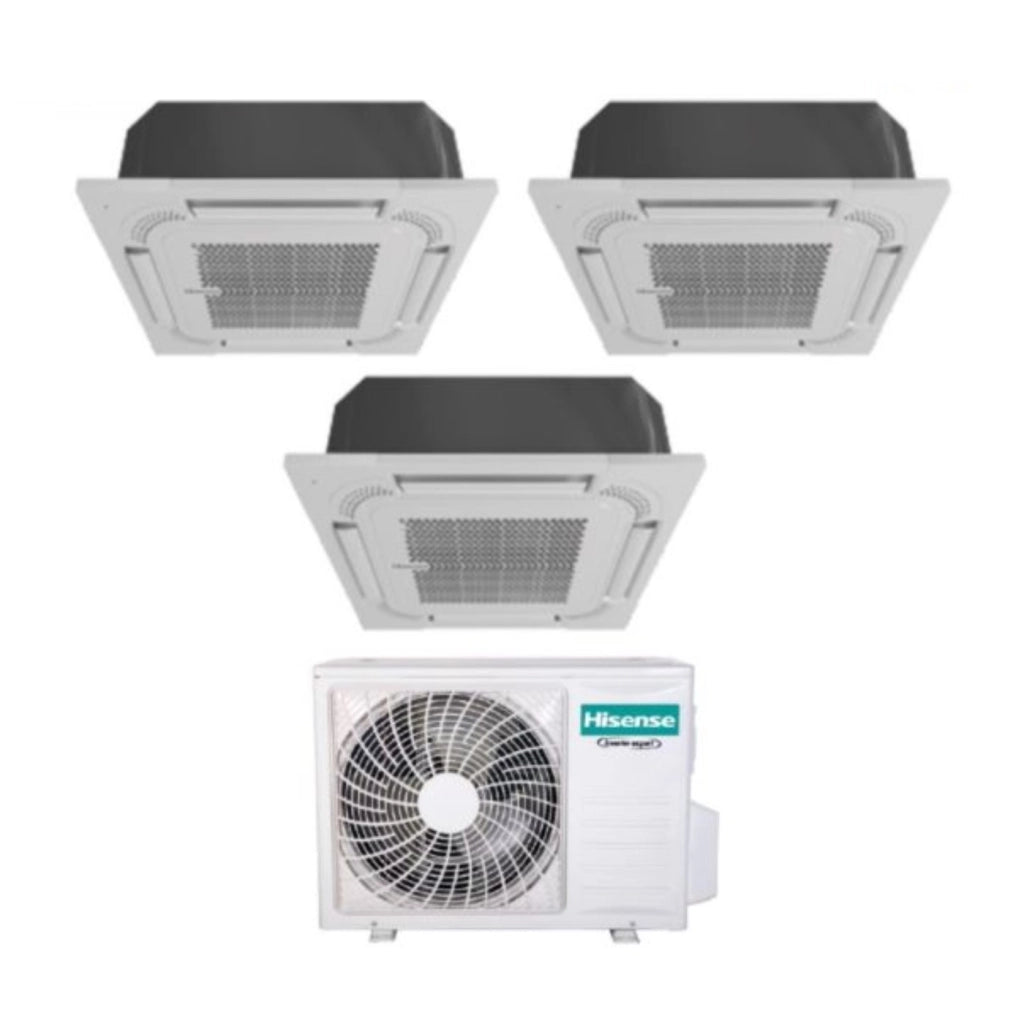 Climatizzatore Condizionatore Hisense Trial Split Inverter a Cassetta 9+9+9 con 3AMW62U4RJC R-32 Wi-Fi Optional 9000+9000+9000 con Telecomando e Pannello Incluso