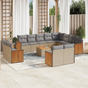 Set Divano da Giardino 13 pz con Cuscini Beige in Polyrattan 3228201