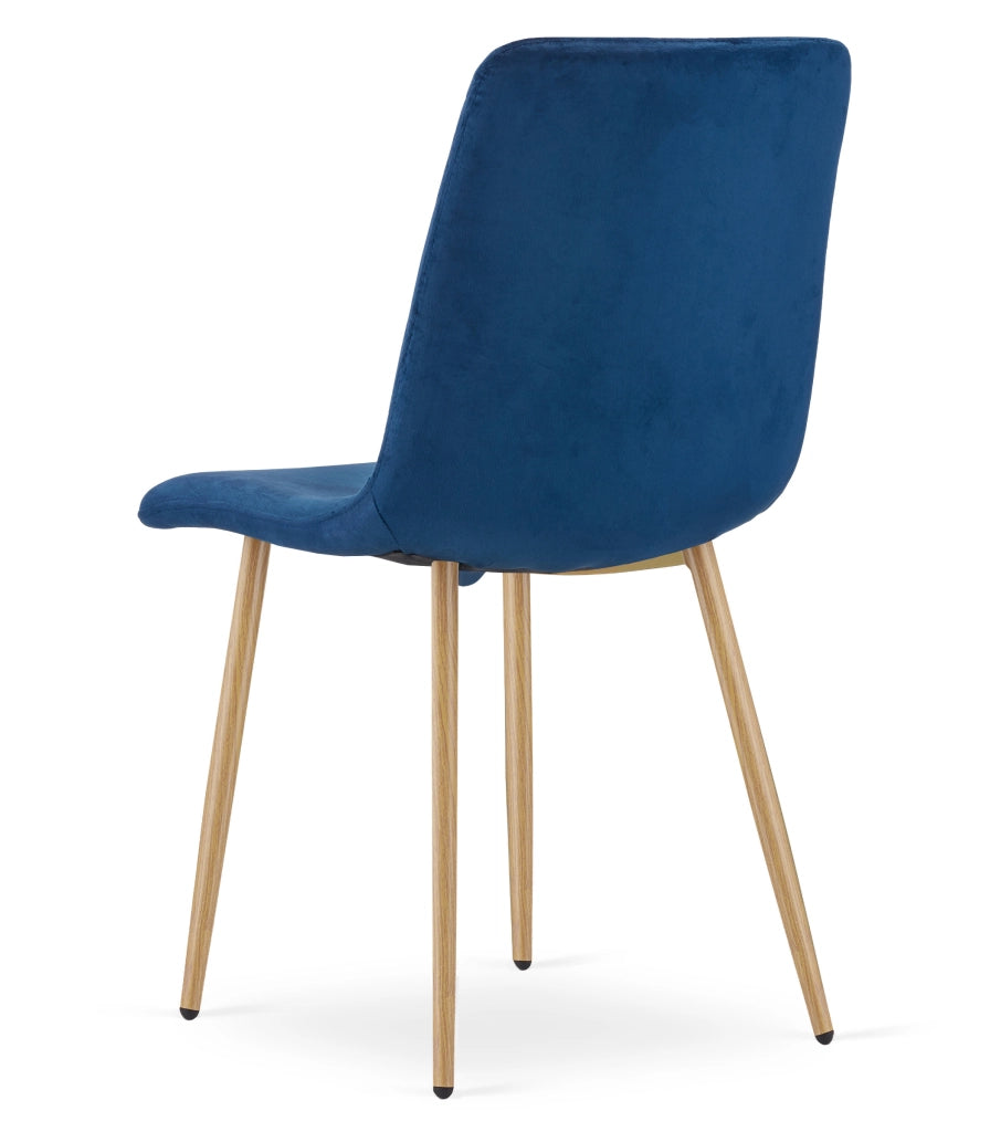 Sedia VALORA TURIN - Velluto blu navy con gambe in legno x 4