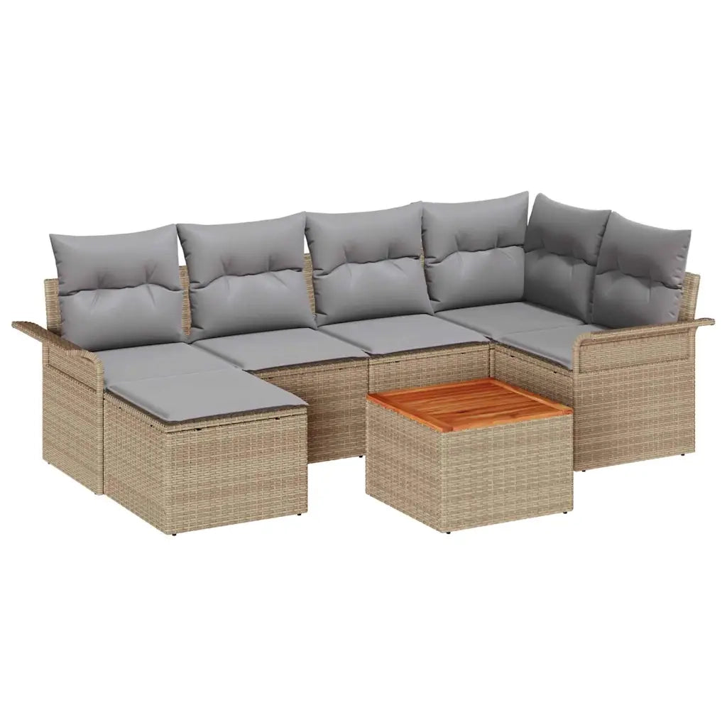 Set Divano da Giardino con cuscino 7 pcs Beige polyrattan 3347350
