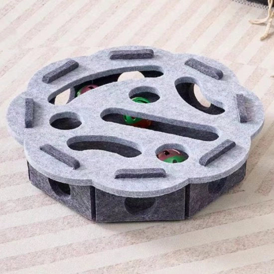 Giocattolo interattivo per gatti, labirinto di puzzle con gatto, con campanello, box da graffitare, tunnel di velluto, strumento di autodistrazione - grigio