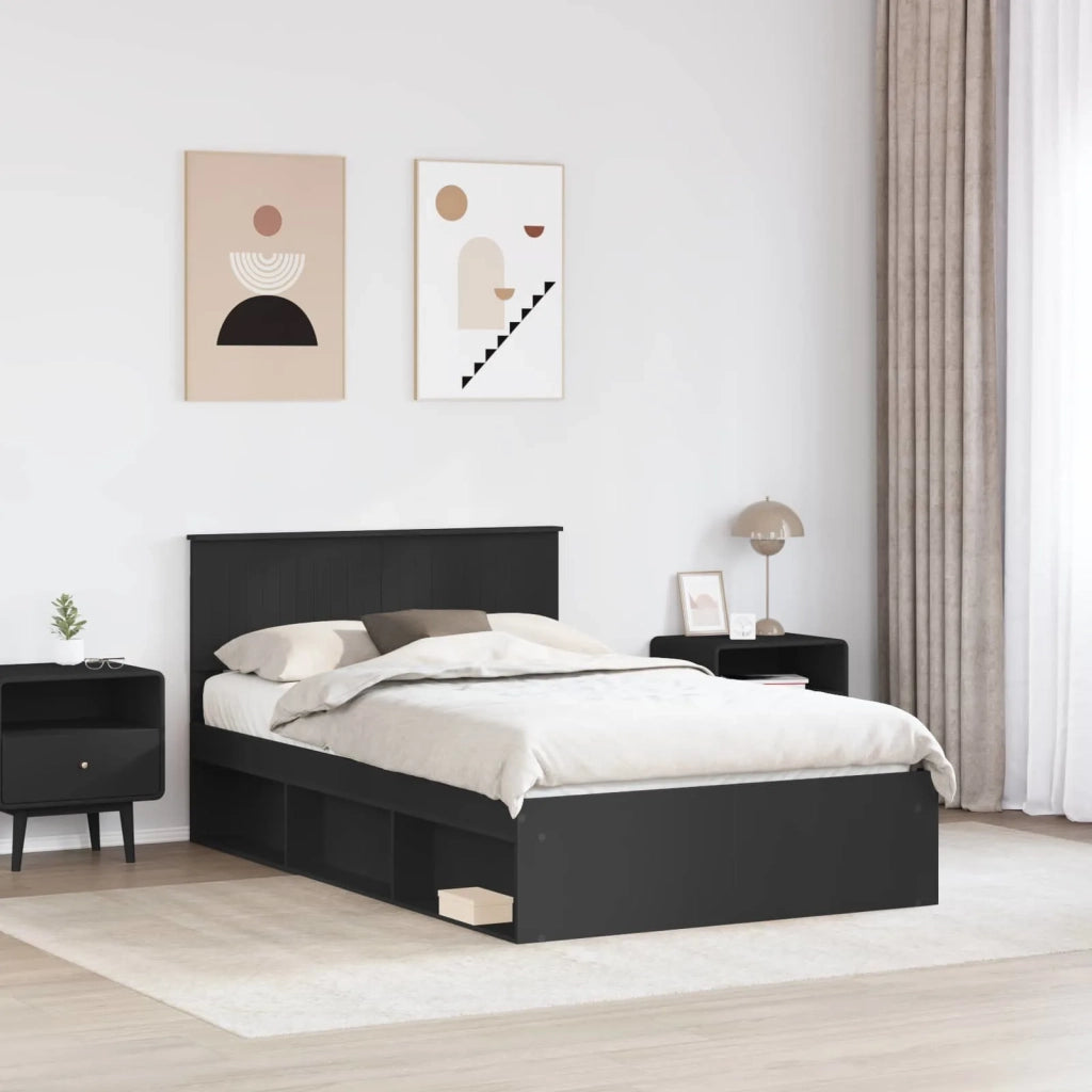 Struttura del letto Nero 120 x 190 cm Pino massello 3410628