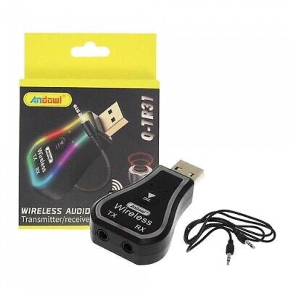 Trade Shop - Mini Ricevitore Audio Usb Wireless Bluetooth 5.0 Aux Stereo Rgb Led Light Q-tr31 -