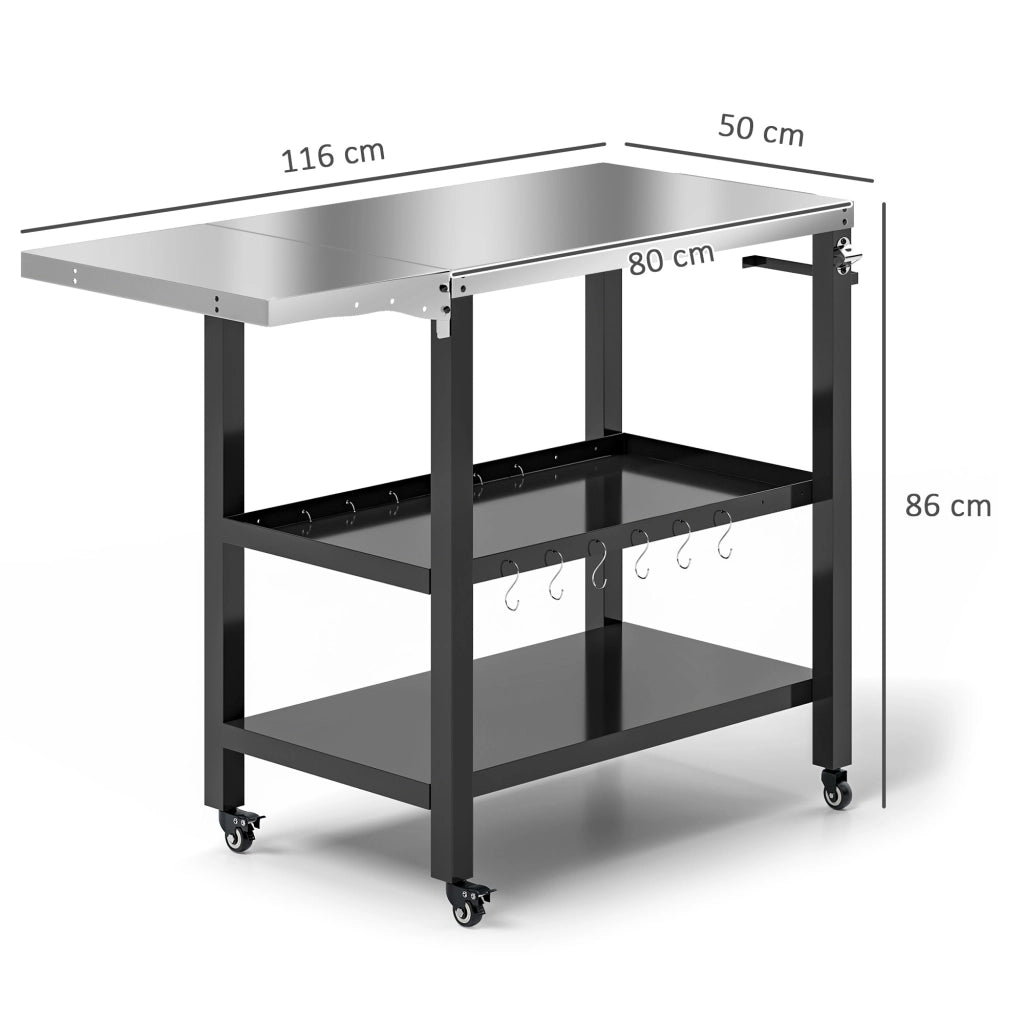 Carro da Giardino con Piano ¨C Minimal ¨C 116x50x86 cm Nero