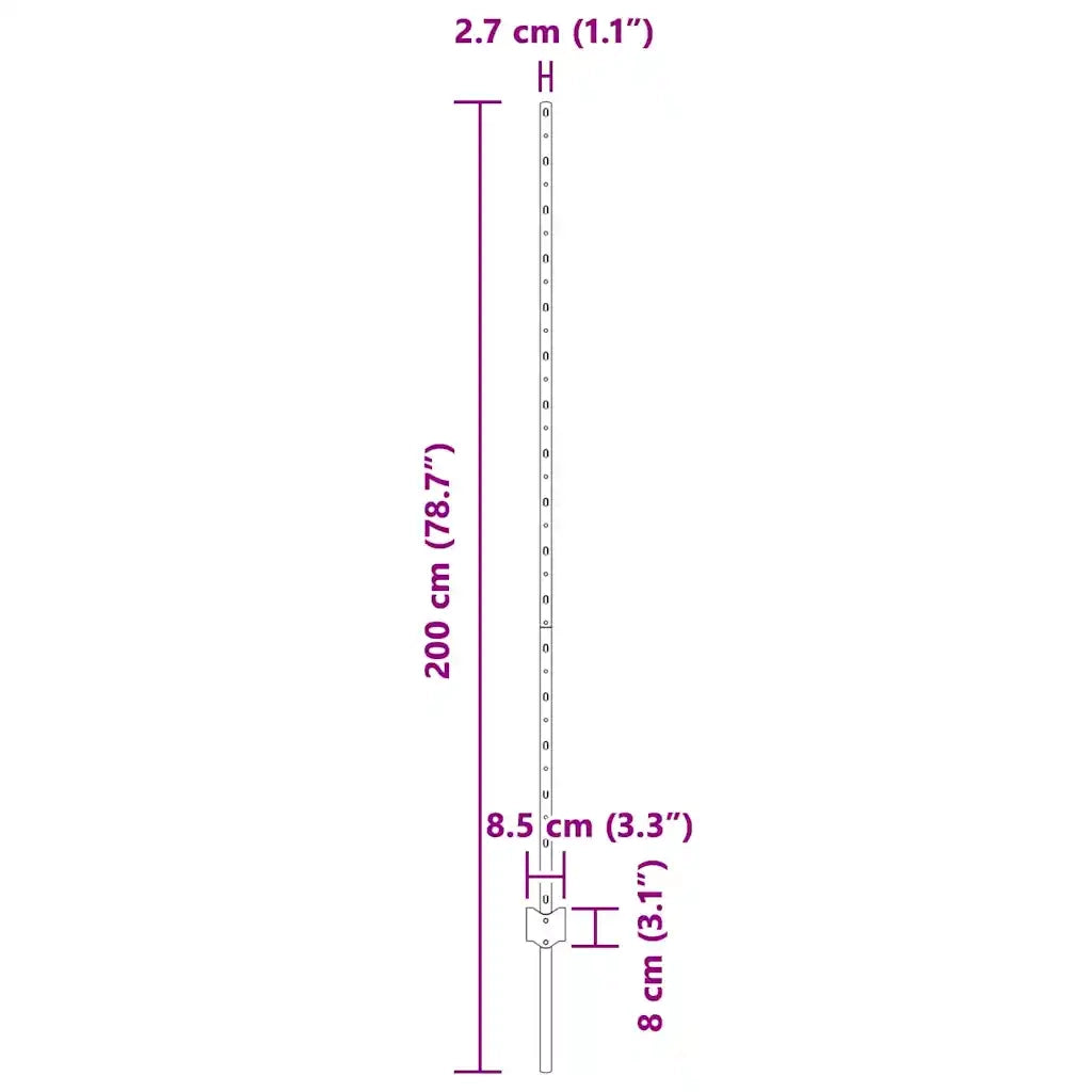 Palo della recinzione 44 pcs Verde 200 cm Acciaio 3335925