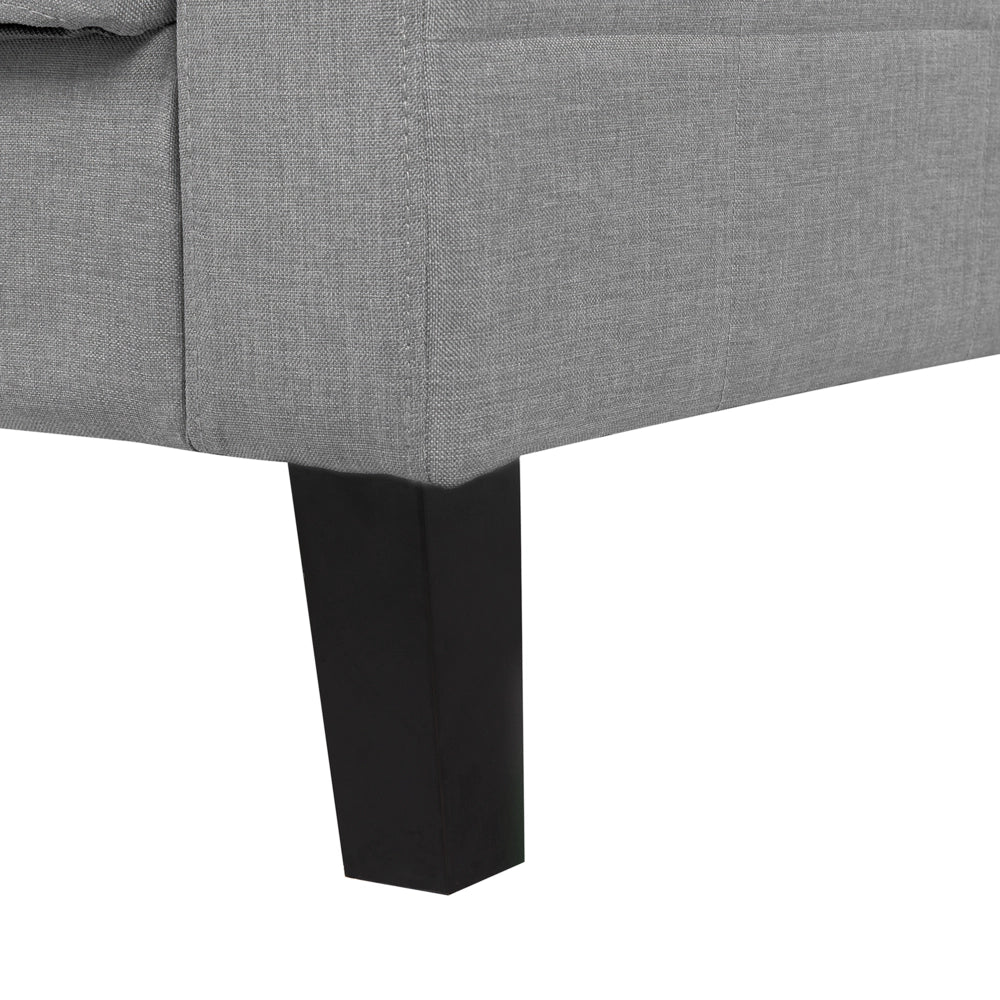Divano Letto In Tessuto Grigio Chiaro A 3 Posti Imbottito Trapuntato Click Clack