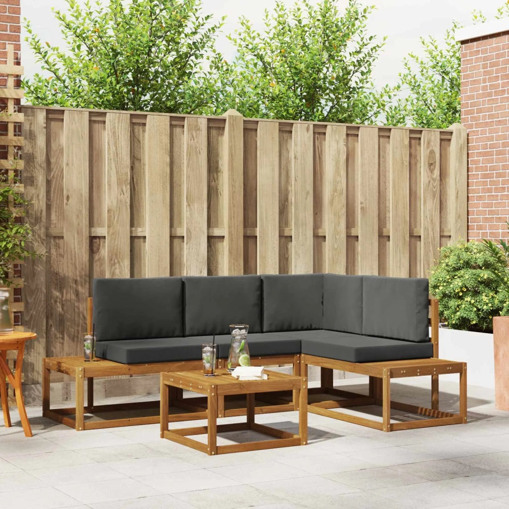 Set di divani da esterno-Sofa da giardino 5 Pezzo Naturale e Antracite