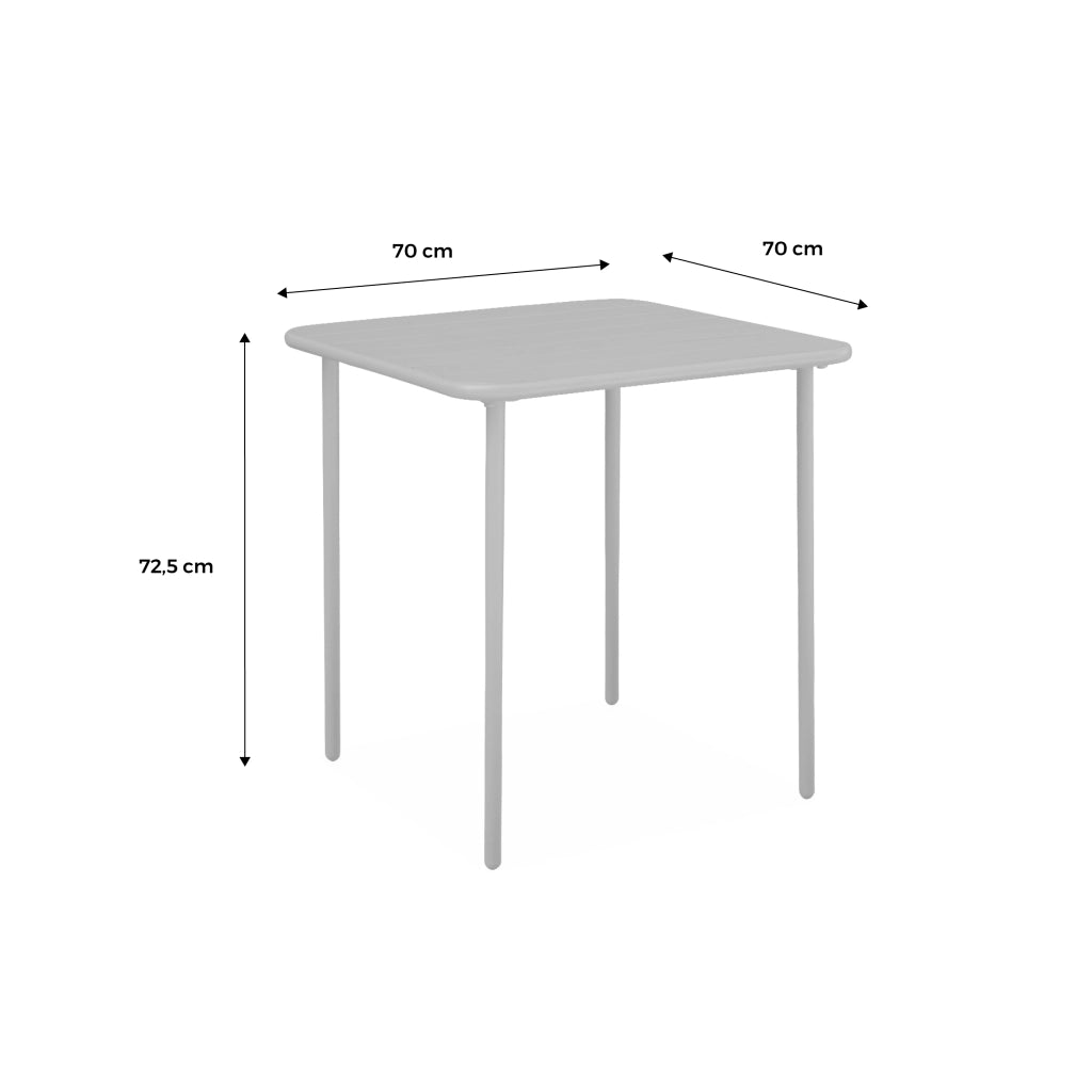 Tavolo da giardino in metallo 2 posti, 70cm, ocra