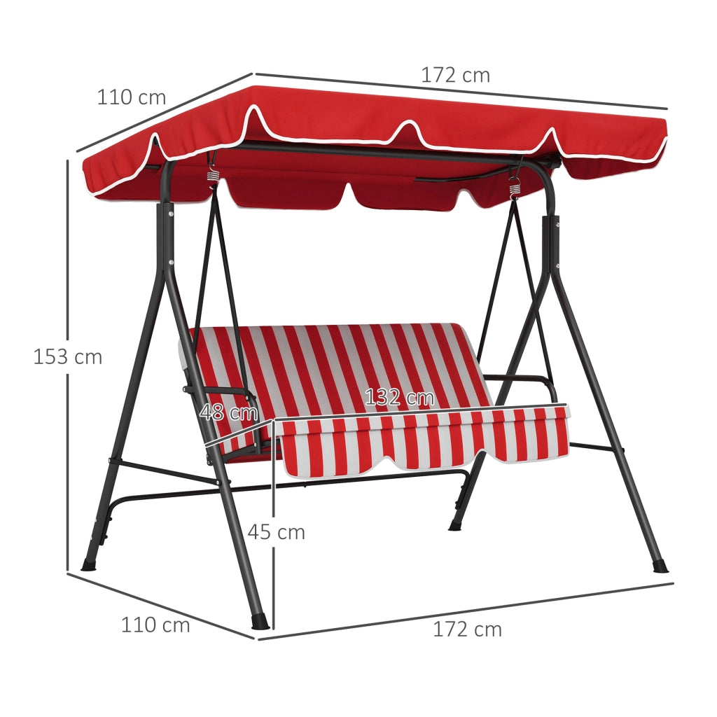 Amaca da Giardino 3 Posti con Cuscini ¨C Zephmum ¨C Nero Rosso