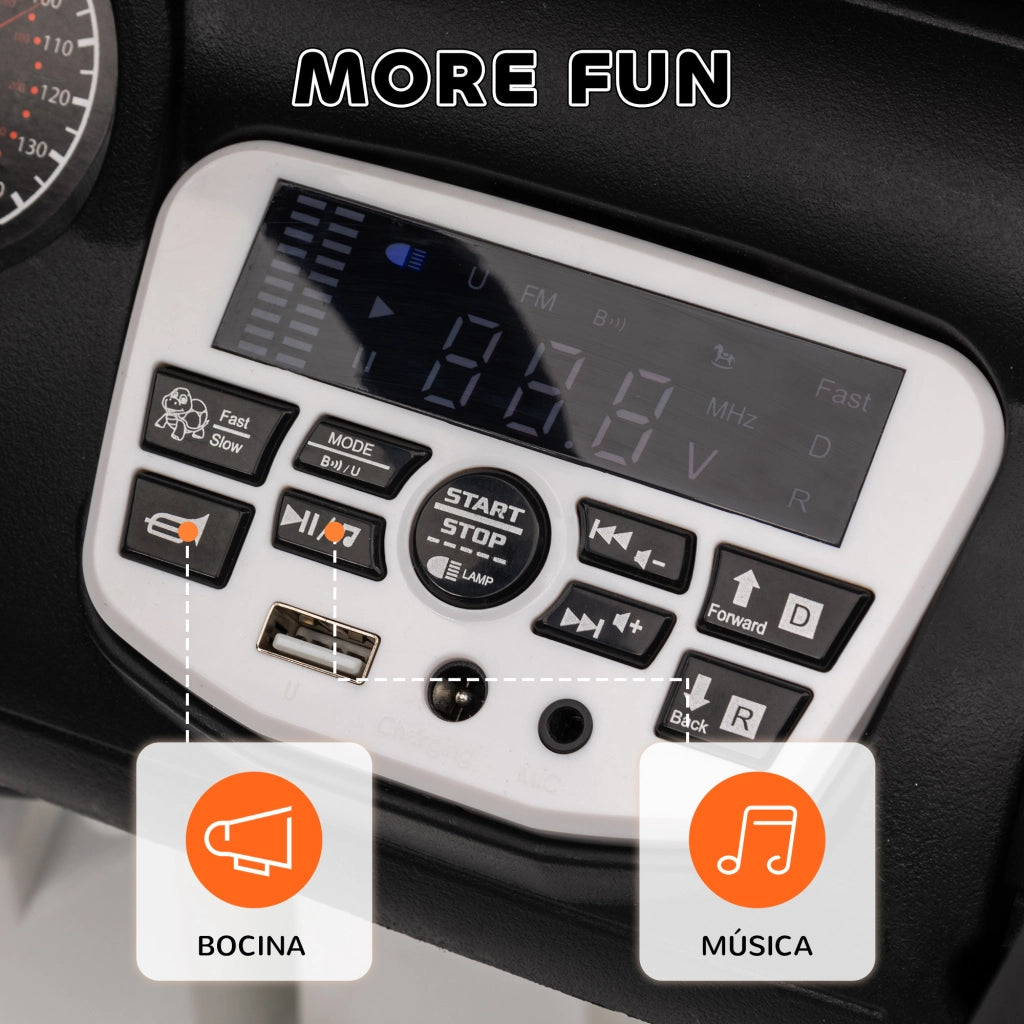 Coche Elettrico per Bambini con Telecomando e Luci LED ¨C Zephmum ¨C Bianco