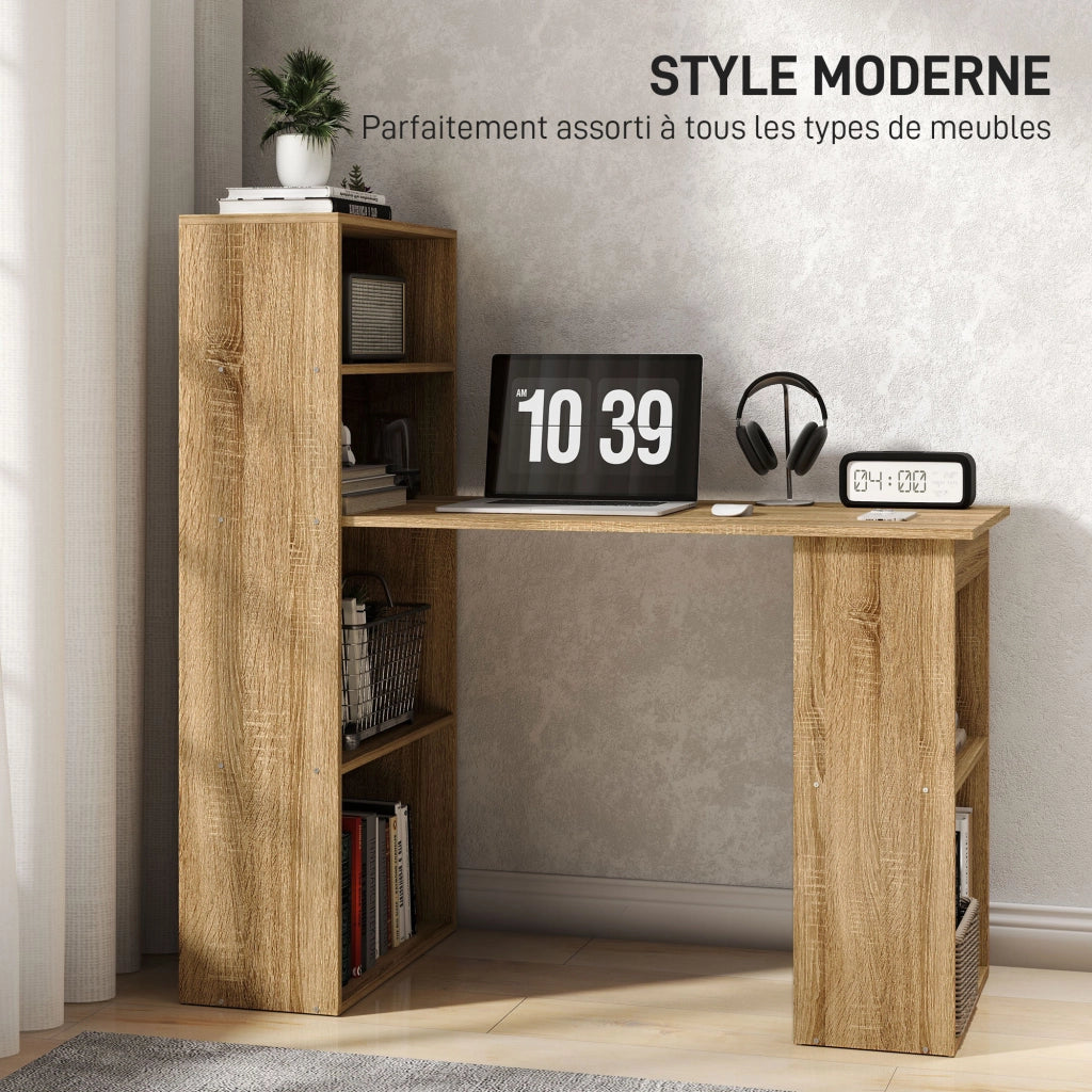 Scrivania angolare con libreria ¨C Minimal ¨C Legno rovere