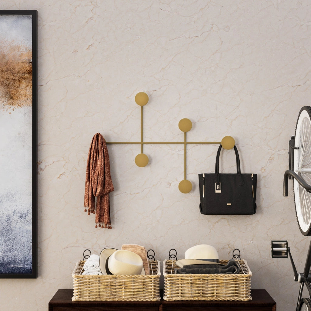 Gancio da parete in metallo "Dama" - 82 x 10 x 60 cm - Oro