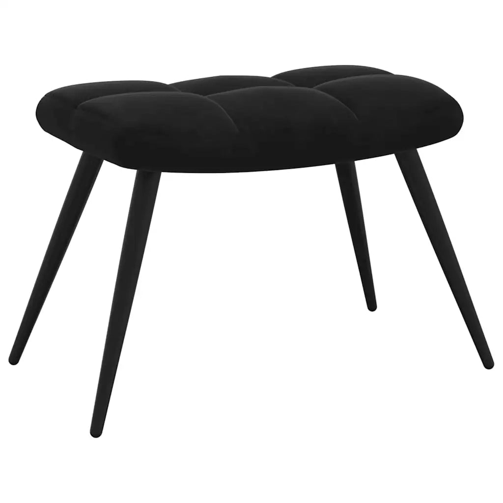 Poltrona Relax | Sedia Relax con Sgabello in Velluto Nero
