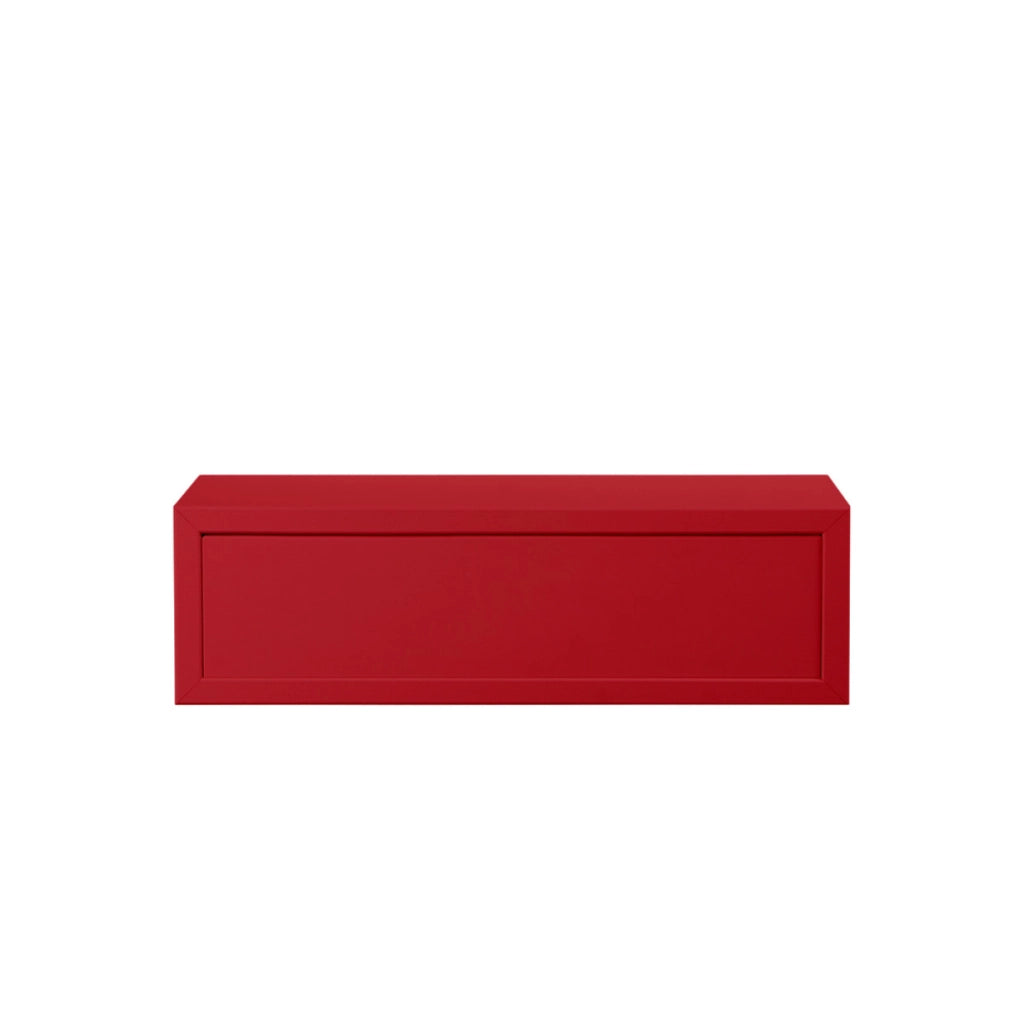  Mensola da Muro con Cassetto Modello LEGOLO, Comodino Sospeso, Mensola da Parete, 45x13.4 p20 cm. Finitura  ROSSO - MADE IN ITALY
