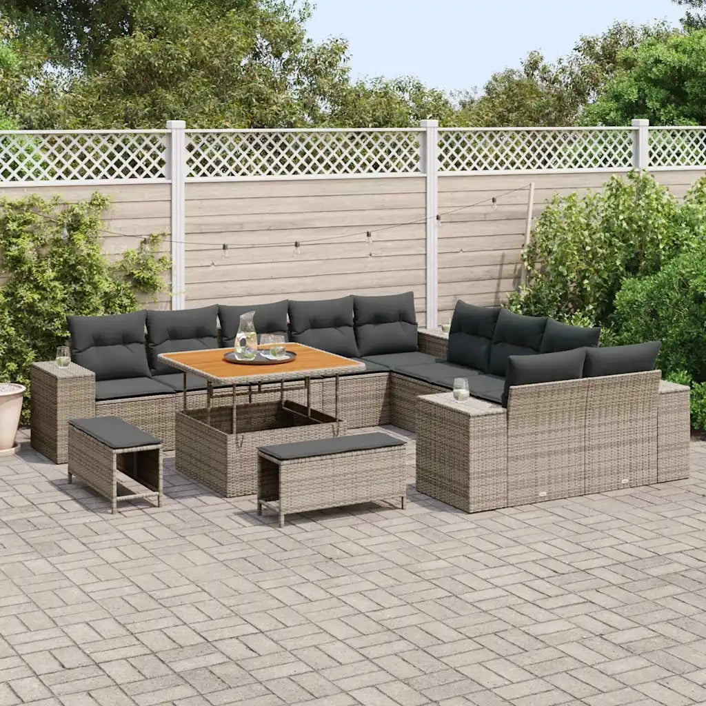 Set Divano da Giardino con cuscino 13 pcs Grigio polyrattan 3362058