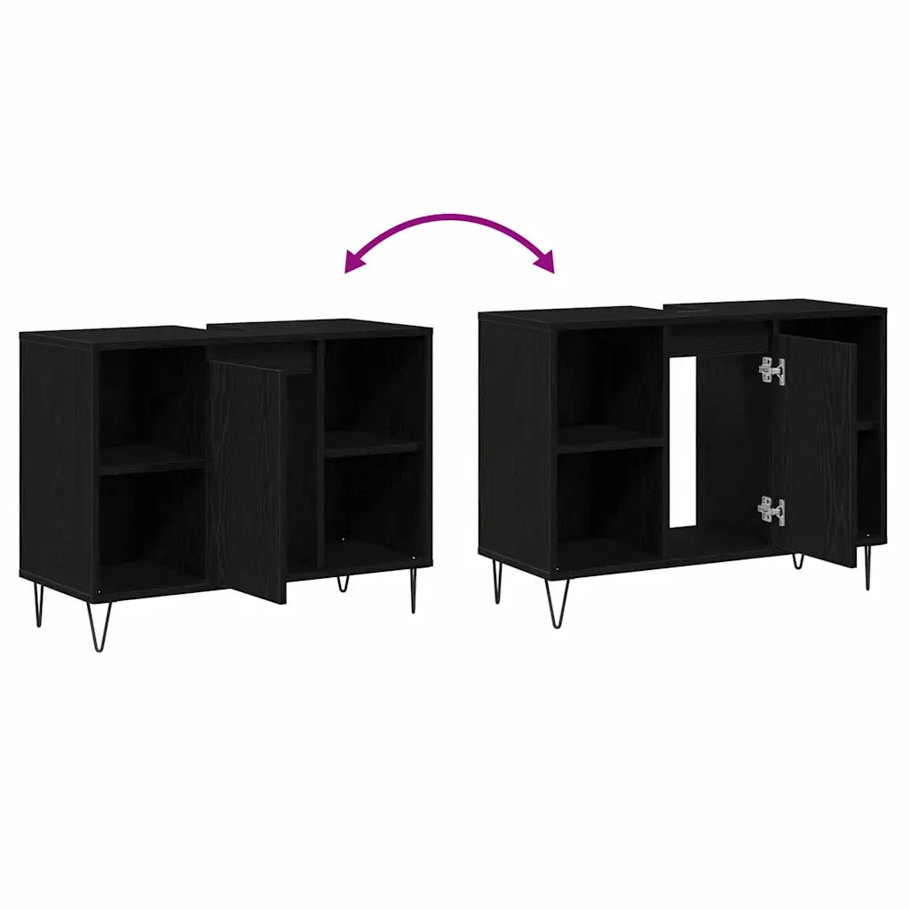 Mobile da Bagno Nero 80 x 33 x 60 cm Legno multistrato 873897