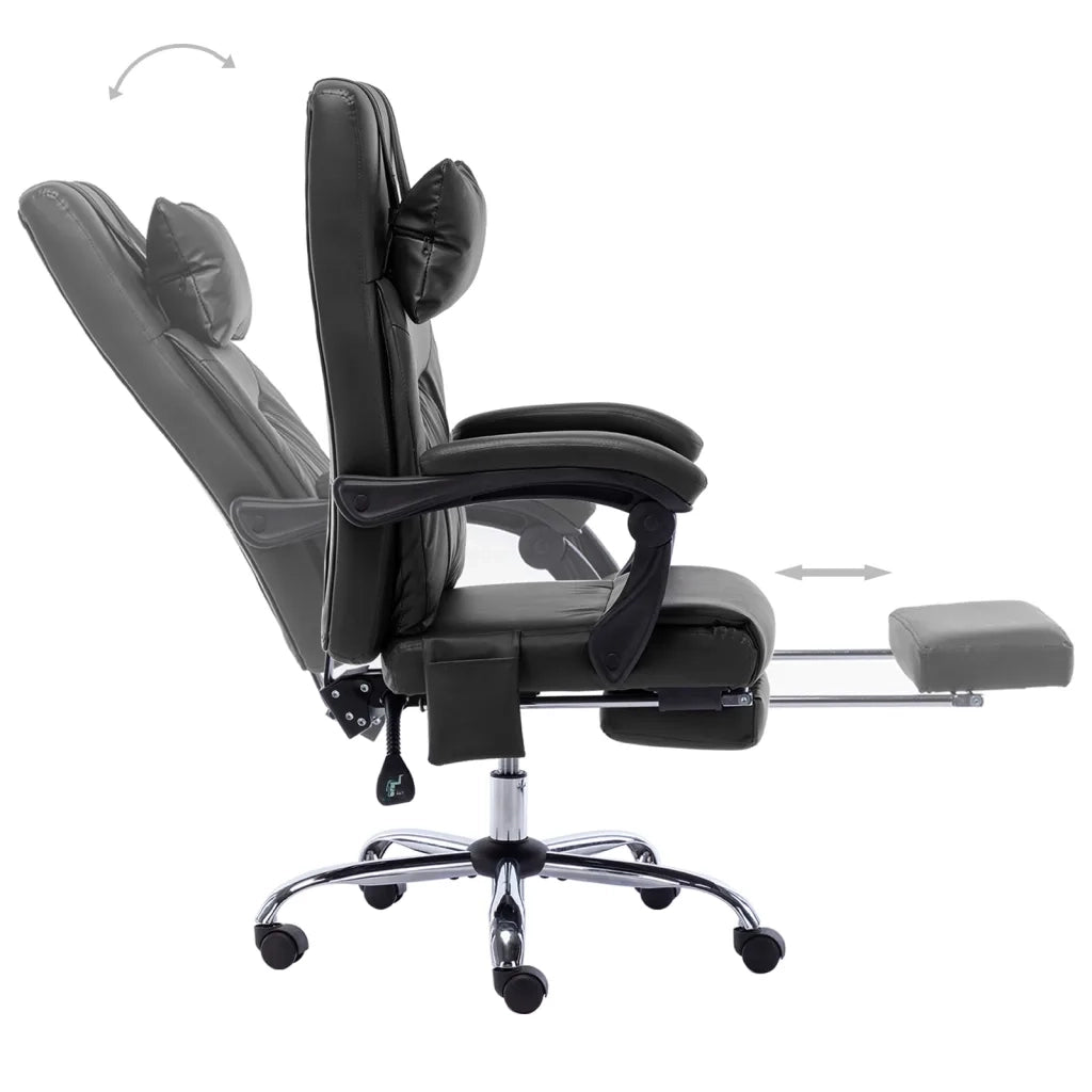 Sedia da Ufficio | Sedia da Gaming Massaggiante Nera in Similpelle