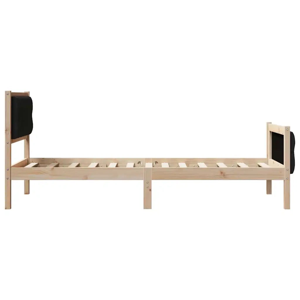 Struttura del letto con testiera Nero 75 x 190 cm Pino massello 878441
