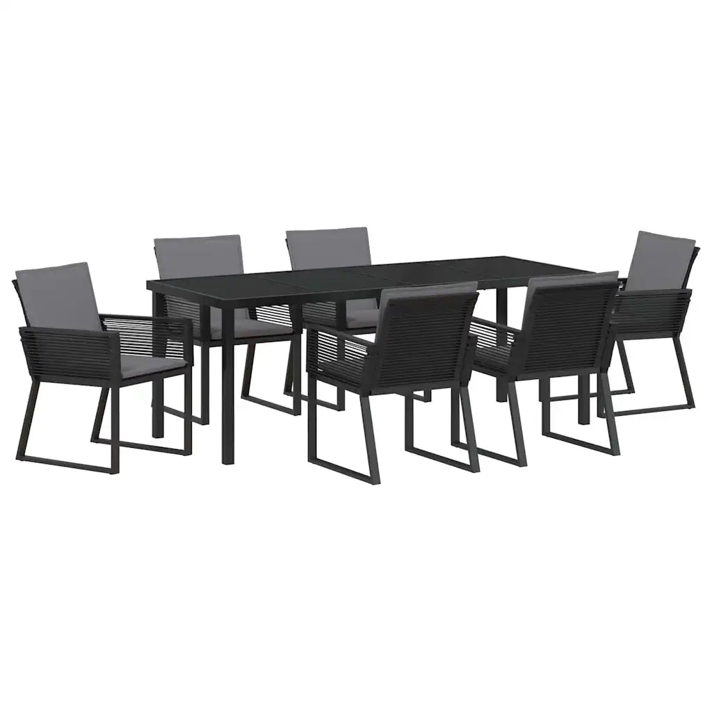 Set da Pranzo per Giardino 7 pcs Nero 3379322