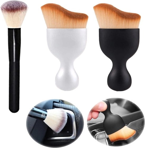 Set di Spazzole a Dettaglio da 3 pezzi - Spazzole Multi-funzione - Per Auto Interno e Esterno - Manico Ergonomico - Setole Ultra-tenere - Dimensione Ideale - Spazzola Auto per la Pulizia