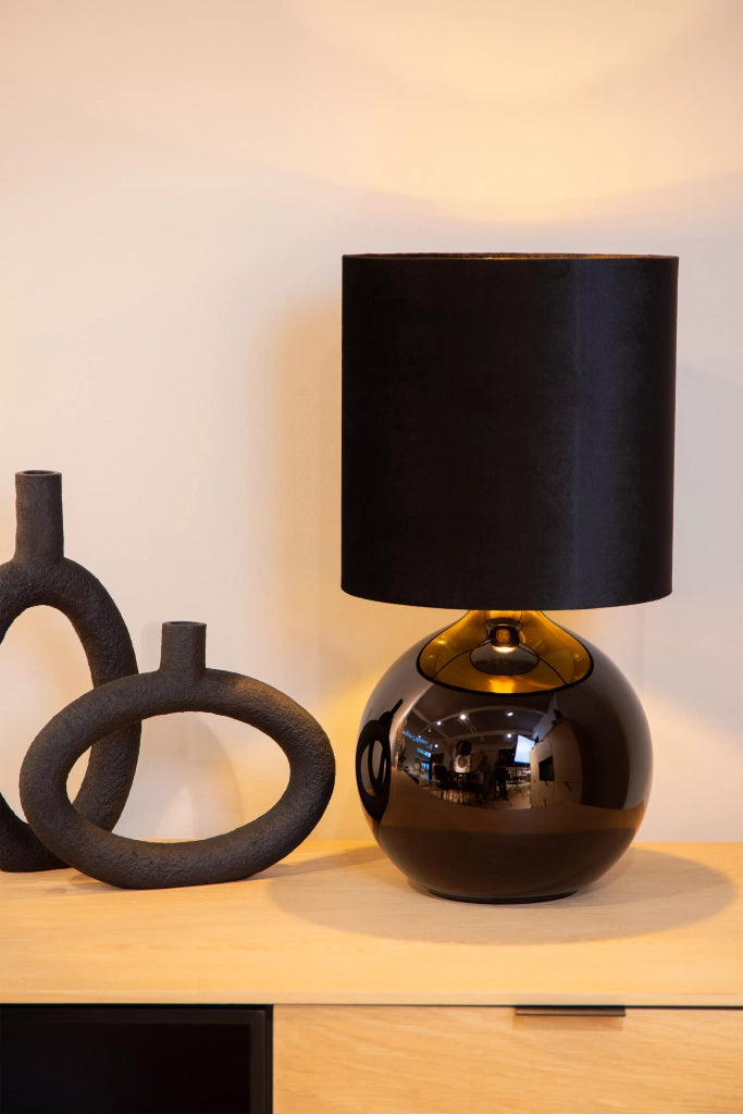 Lampada da tavolo in vetro con paralume nera E14 Esterad Lucide