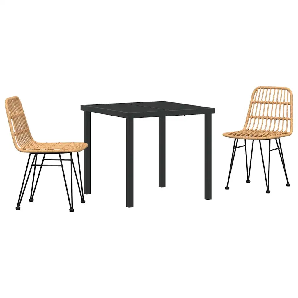 Set da Pranzo per Giardino 3 pcs Marrone