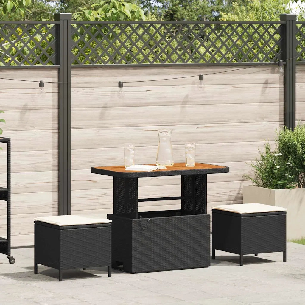 Set da Pranzo per Giardino | Set Salotto da Giardino Nero polyrattan