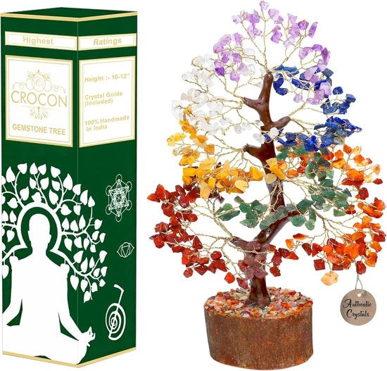 Decorazione Spirituale per Feng Shui con Albero di Pietre Naturali dei Sette Chakra - 1 pezzo - 10-12 pollici