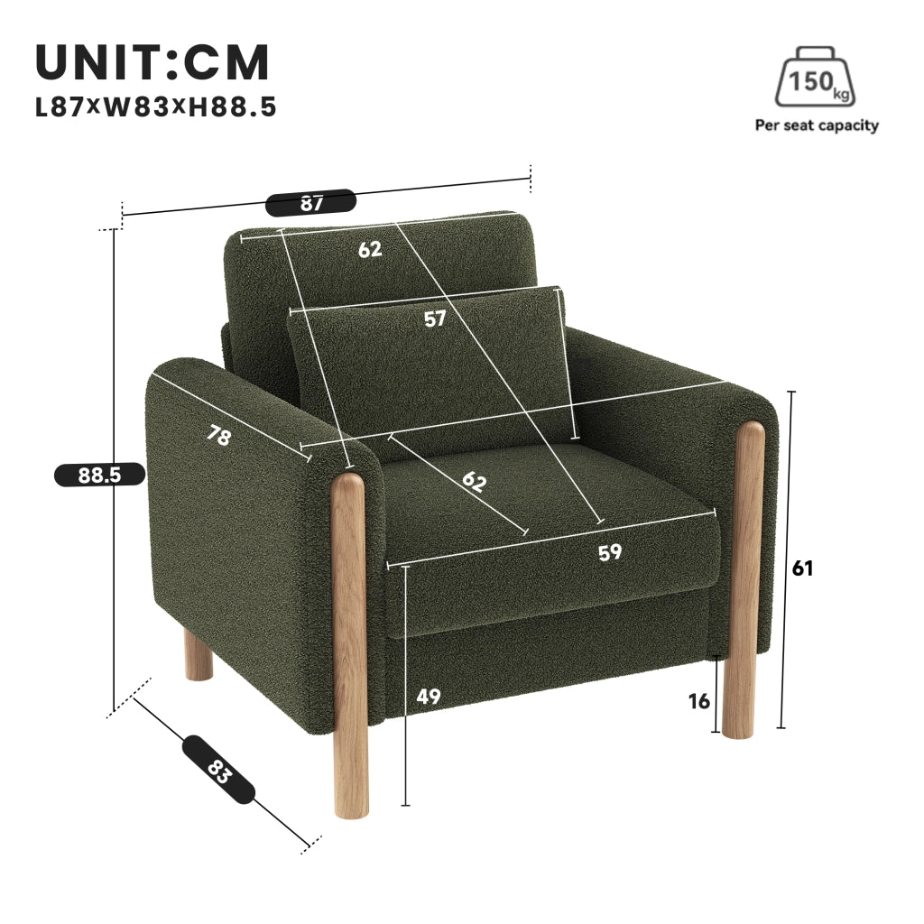 Poltrona Relax con Braccioli e Cuscino Imbottito ¨C MINIMAL ¨C Verde