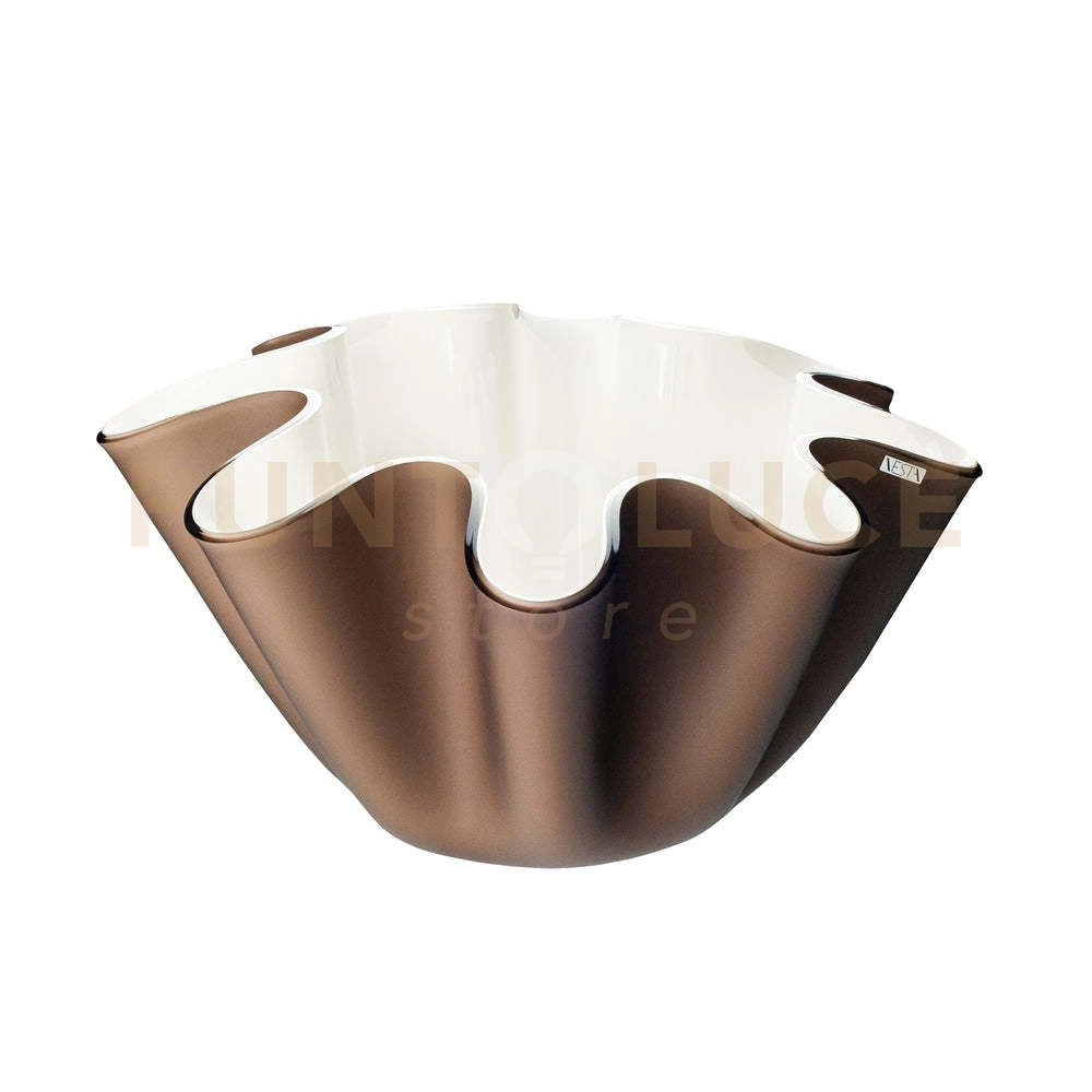 PORTAVASO CONTENITORE SOFT IN CRISTALLO ACRILICO BIANCO E MARRONE