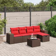 Set Divani da Giardino 6 pz con Cuscini Marrone in Polyrattan 3264410