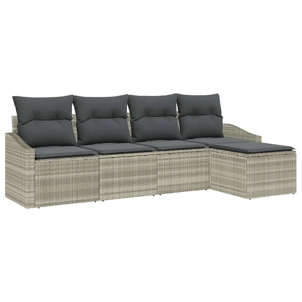 Set di divani con cuscino 5 pcs Grigio chiaro polyrattan 3346682