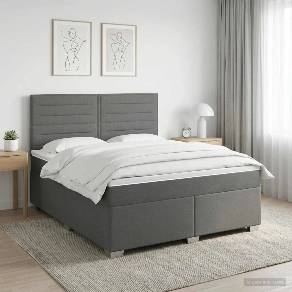 Letto box spring con materasso Grigio Scuro 140 x 190 cm 3453396