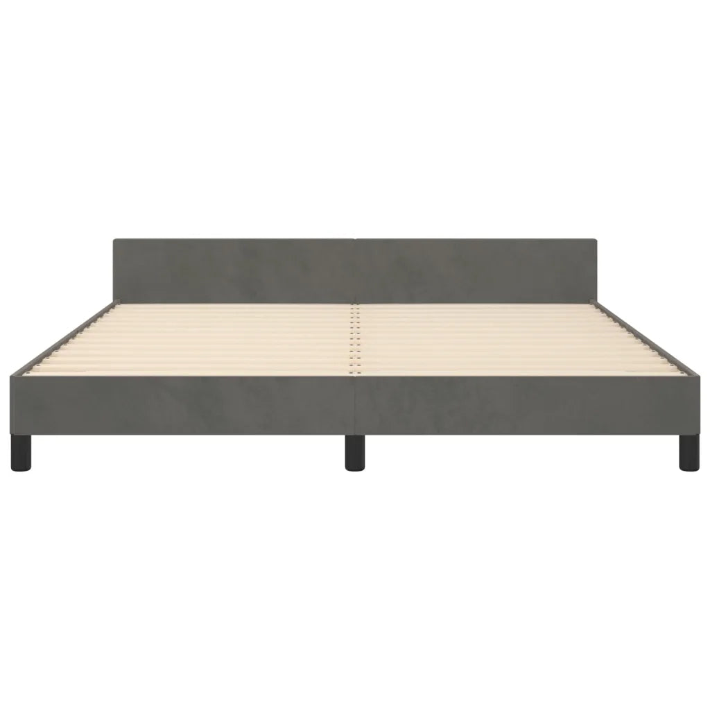 Letto matrimoniale | Letto per adulti | Giroletto con Testiera Grigio Scuro 180x200 cm in Velluto