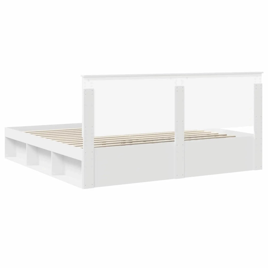 Struttura del letto-Giroletto-Rete del Letto Bianco 200 x 200 cm Pino massello 291644