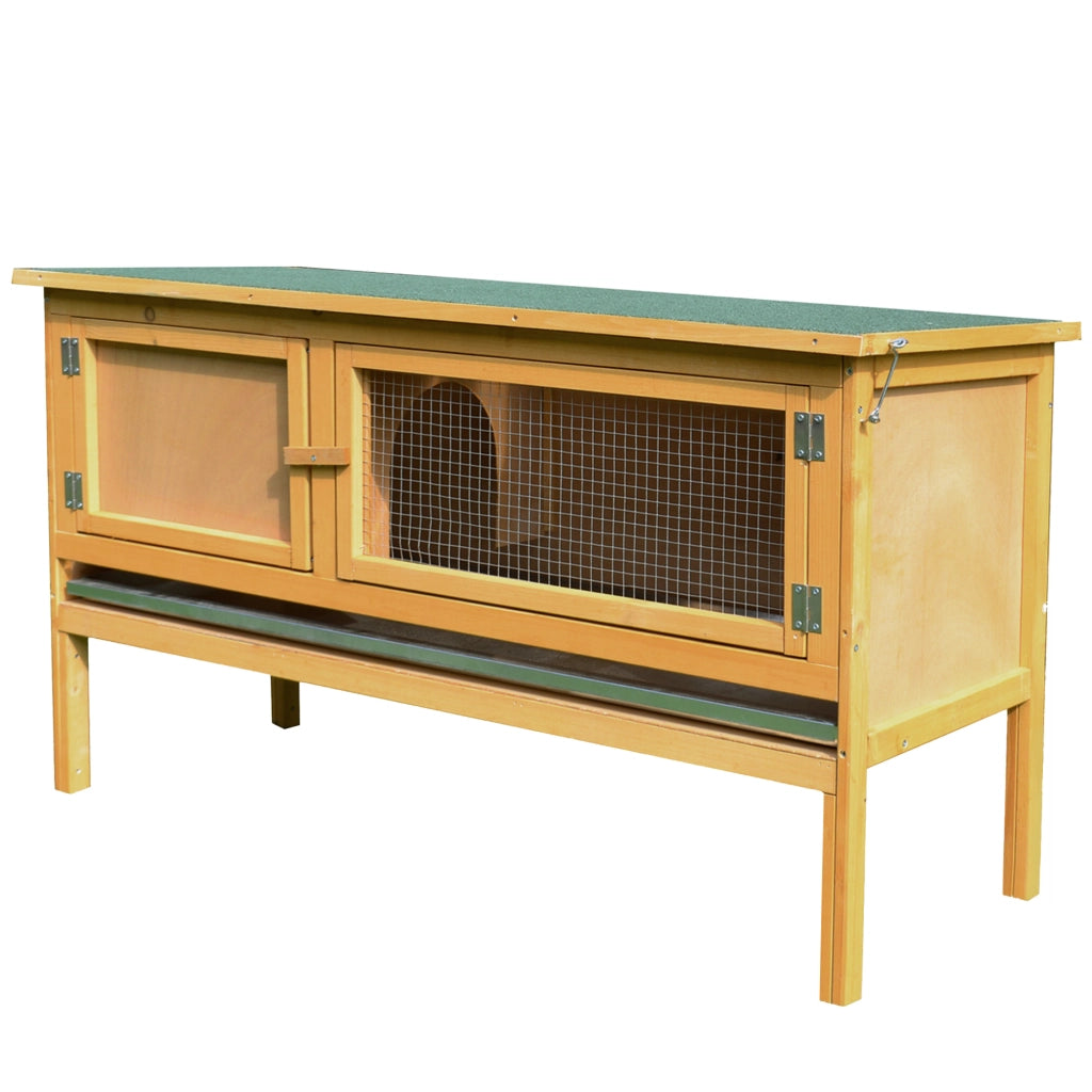Casetta per conigli in legno con tetto apribile e vaschetta ¨C Xylo ¨C 115x44,3x65 cm beige chiaro