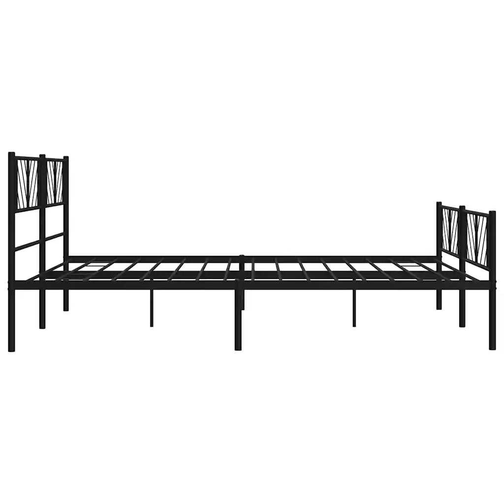 Letto matrimoniale | Letto per adulti | Giroletto con Testiera e Pediera Metallo Nero 193x203 cm