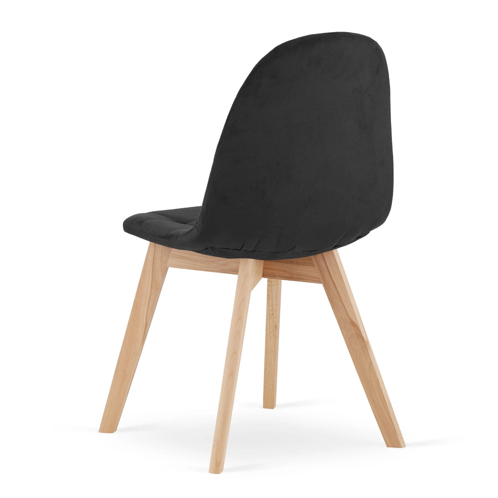 Sedia Valora NUUC in velluto nero, design ergonomico x4