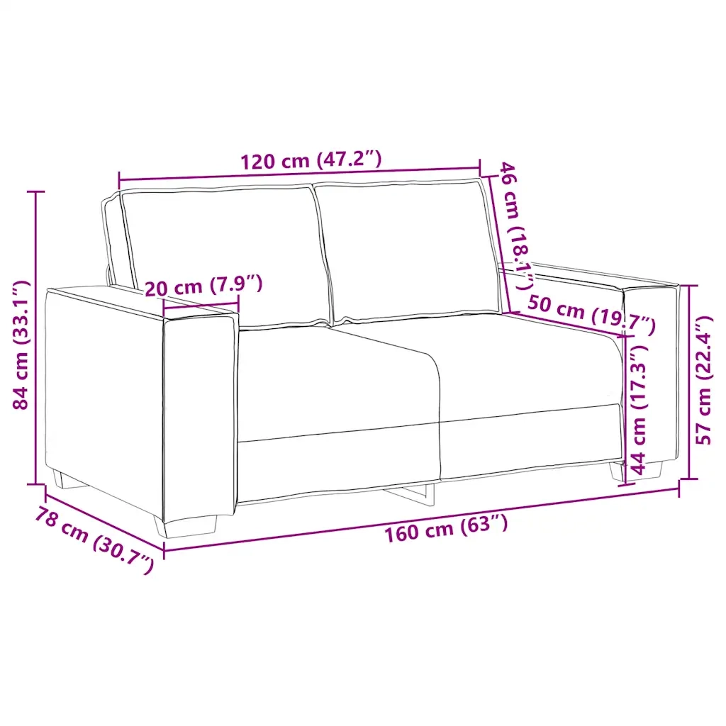 Divano a 2 Posti grigio scuro 160x78x84 cm in Velluto 4105011