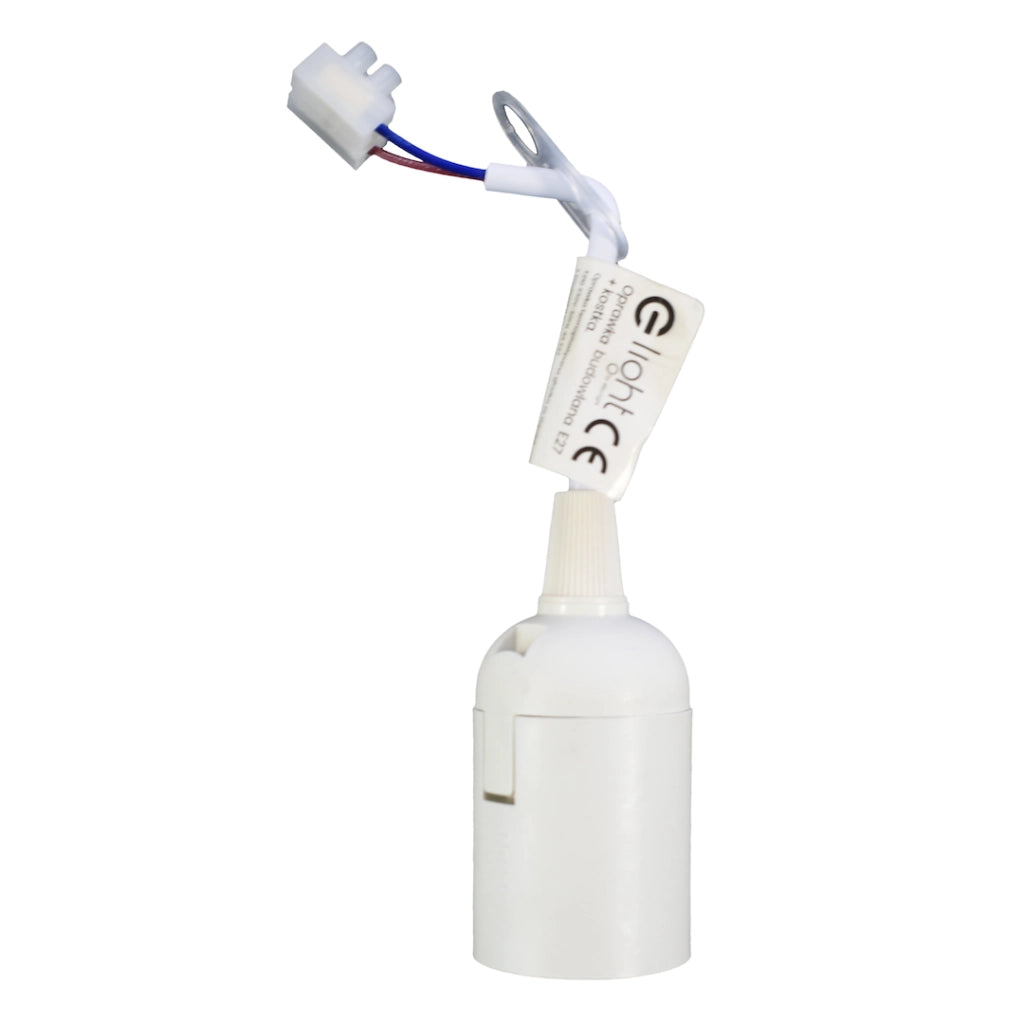 Portalampada E27 bianca, cavo 12 cm, morsetto 60W Eko-Light