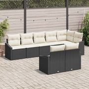 Set di divani con cuscino 8 pcs Nero polyrattan