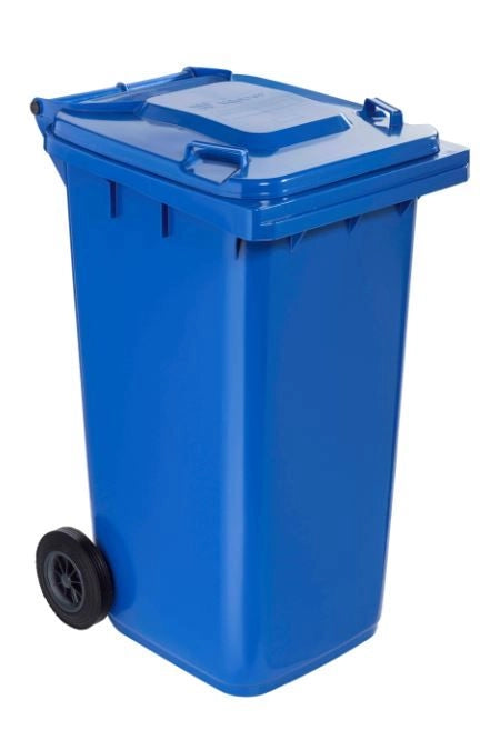 BIDONE QUADRO NETTEZZA URBANA CON RUOTE LT.240  cm.72x58x106h  blu    ICS